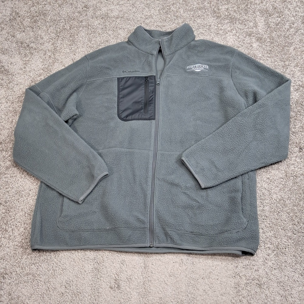 Columbia Mens Gray Fort Rucker Alabama Full Zip Fleece Jacket‎ XXL